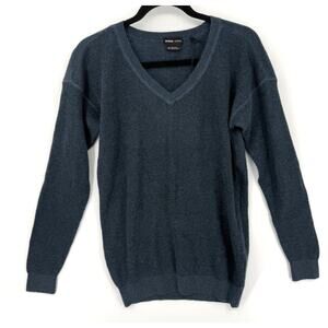 NWT prAna Dark Sky Blue Organic Cotton Blend Milani V-Neck Sweater Size XS